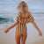 Maddie Off the Shoulder Striped Swimsuit - Lobby