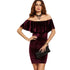 Jerica Burgundy Velvet Open Shoulder Mini Dress