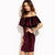 Jerica Burgundy Velvet Open Shoulder Mini Dress - Lobby