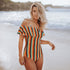 Maddie Off the Shoulder Striped Swimsuit