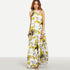 Kathy Yellow Floral Print Long Maxi Dress